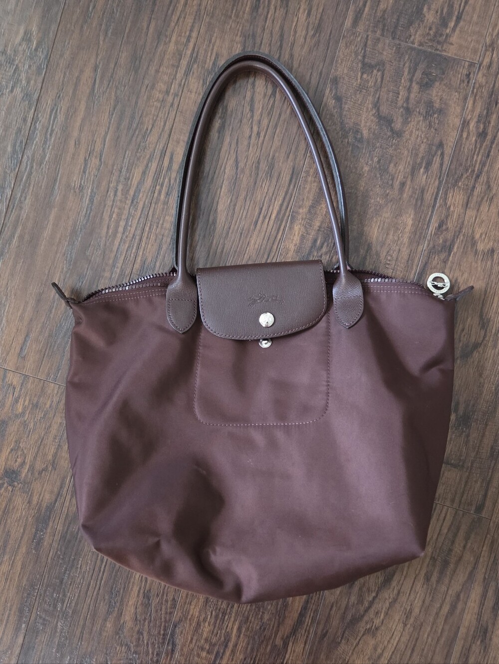 Longchamp Brown Le Pliage Medium Nylon Tote Bag - Picture 2 of 10